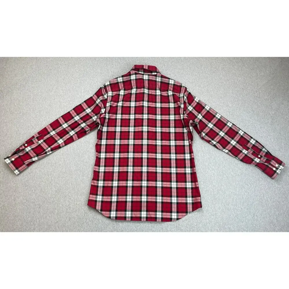 Banana Republic Shirt Mens Large Plaid 100% Cotton Tailored Slim Fit Button Down